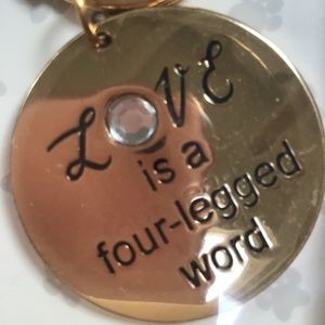 Love Is A Four Legged Word Pet Owner’s Gold Tone Keychain NWT